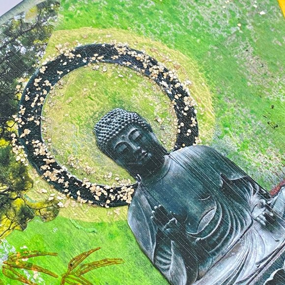 Joyful Serenity - Original Asian Fusion Wall Art Mixed Media Painting 8"x10" - Picture 5 of 10